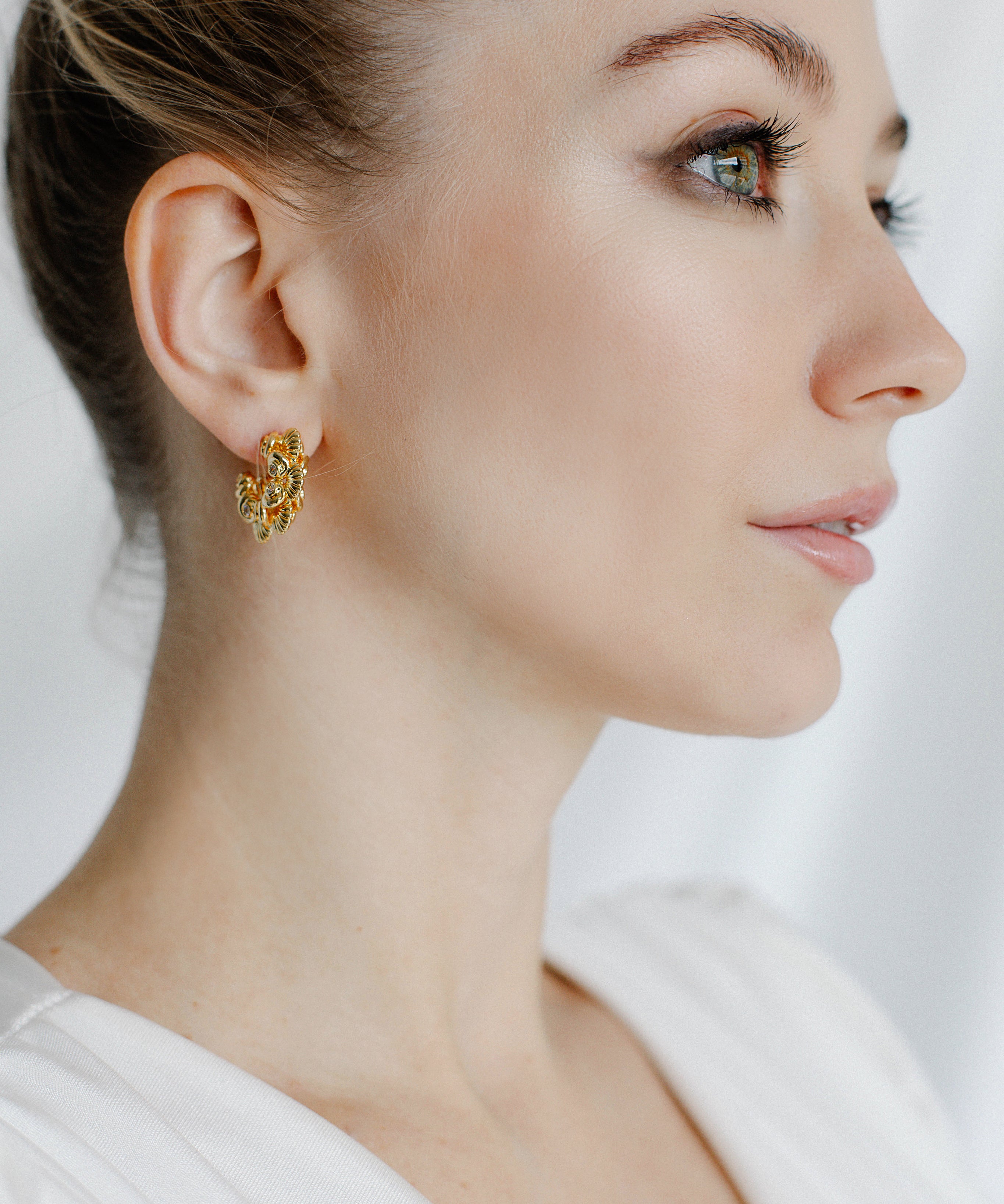 Gold Medium Hoop Womens Earrings Malta