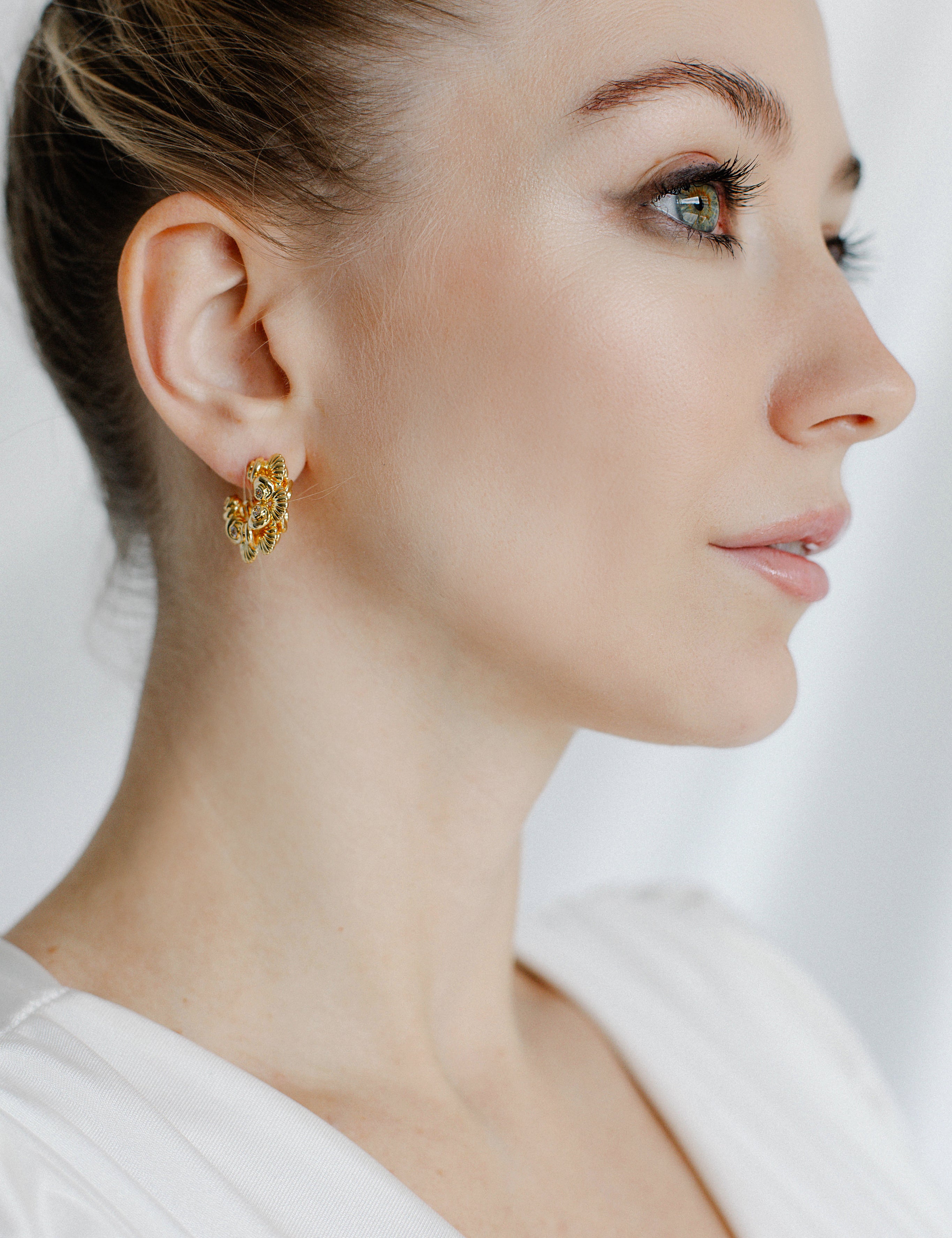 Gold Medium Hoop Womens Earrings Malta