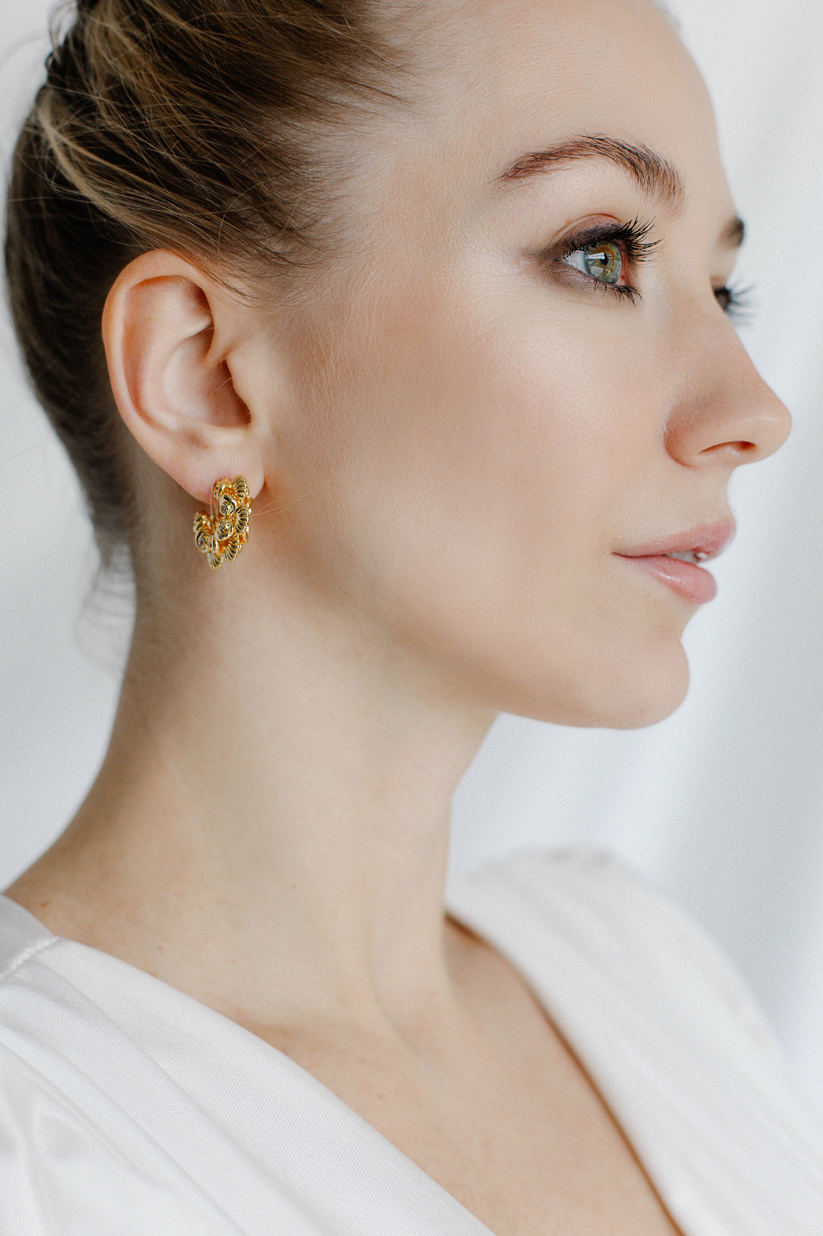 Gold Medium Hoop Womens Earrings Malta