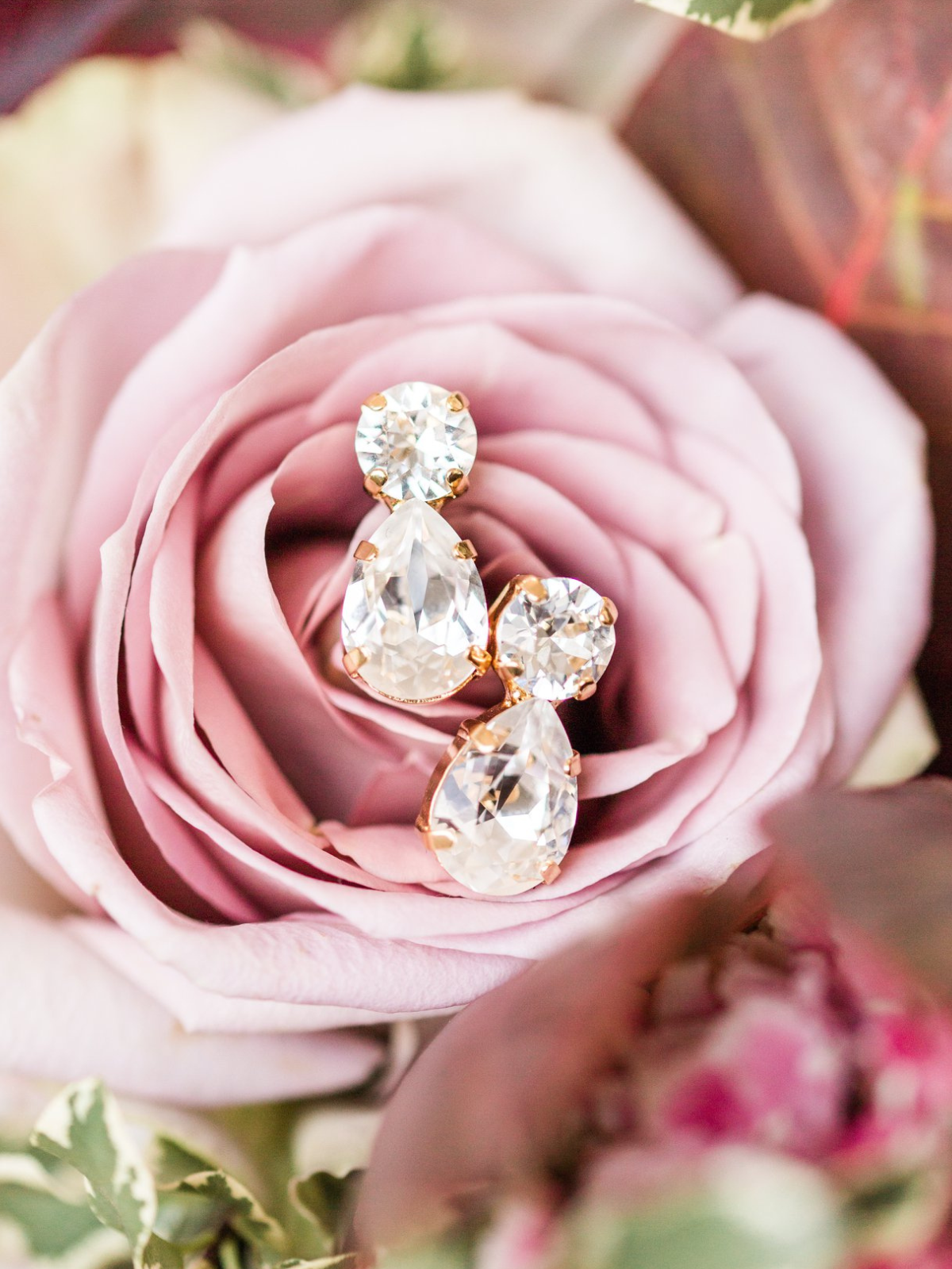 Gold swarovski crystal bridal earrings by Sarah Gauci