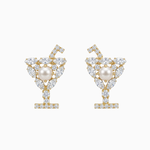 Jay gold pearl and Swarovski crystal cocktail glass bridal earrings