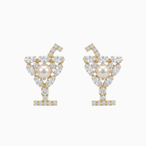 Jay gold pearl and Swarovski crystal cocktail glass bridal earrings