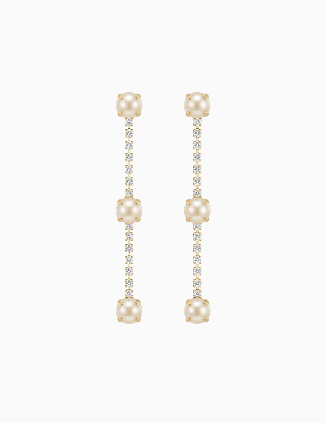 Pair of pearl drop earrings on a white background