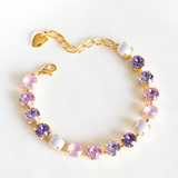Sparkling Stars Bracelet, jewelry designed and made by Sarah Gauci in Malta. 8mm Crystals. Lilac Clouds. Gold Plated or Rose Gold. 