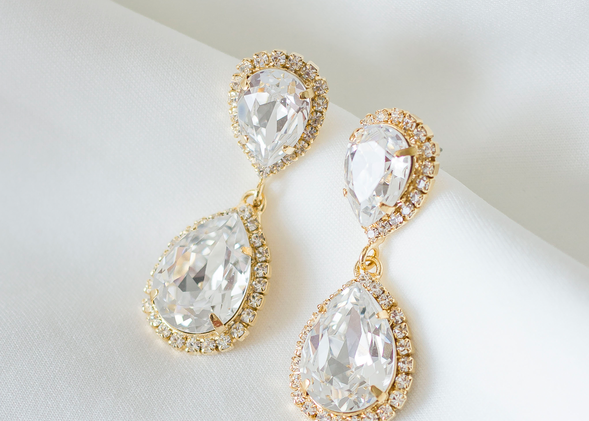 Philippa Earrings, jewelry designed and made by Sarah Gauci in Malta. Gold Plated. 
