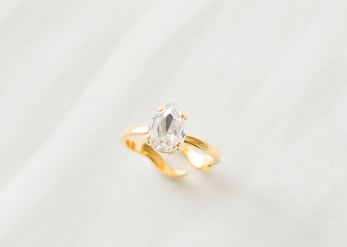 Cinderella Ring, jewelry designed and made by Sarah Gauci in Malta. Crystal 18K gold, Rose Gold or silver plated. 