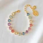 Sparkling Stars Bracelet, jewelry designed and made by Sarah Gauci in Malta. 8mm Pastel Crystals. 16K gold plated, Rose Gold or silver plated.