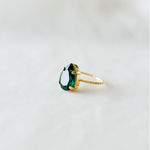 Princess Ring in Emerald, jewelry designed and made by Sarah Gauci in Malta. Emerald Crystal Gold or Rose Gold Plated.
