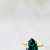 Princess Ring in Emerald, jewelry designed and made by Sarah Gauci in Malta. Emerald Crystal Gold or Rose Gold Plated.