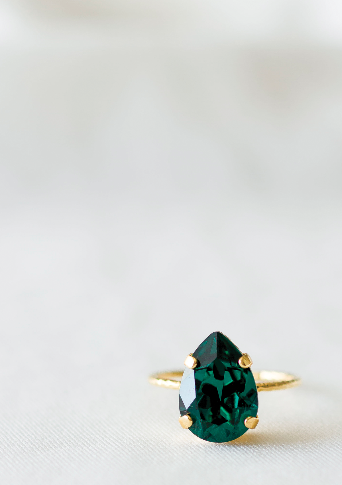Princess Ring in Emerald, jewelry designed and made by Sarah Gauci in Malta. Emerald Crystal Gold or Rose Gold Plated.