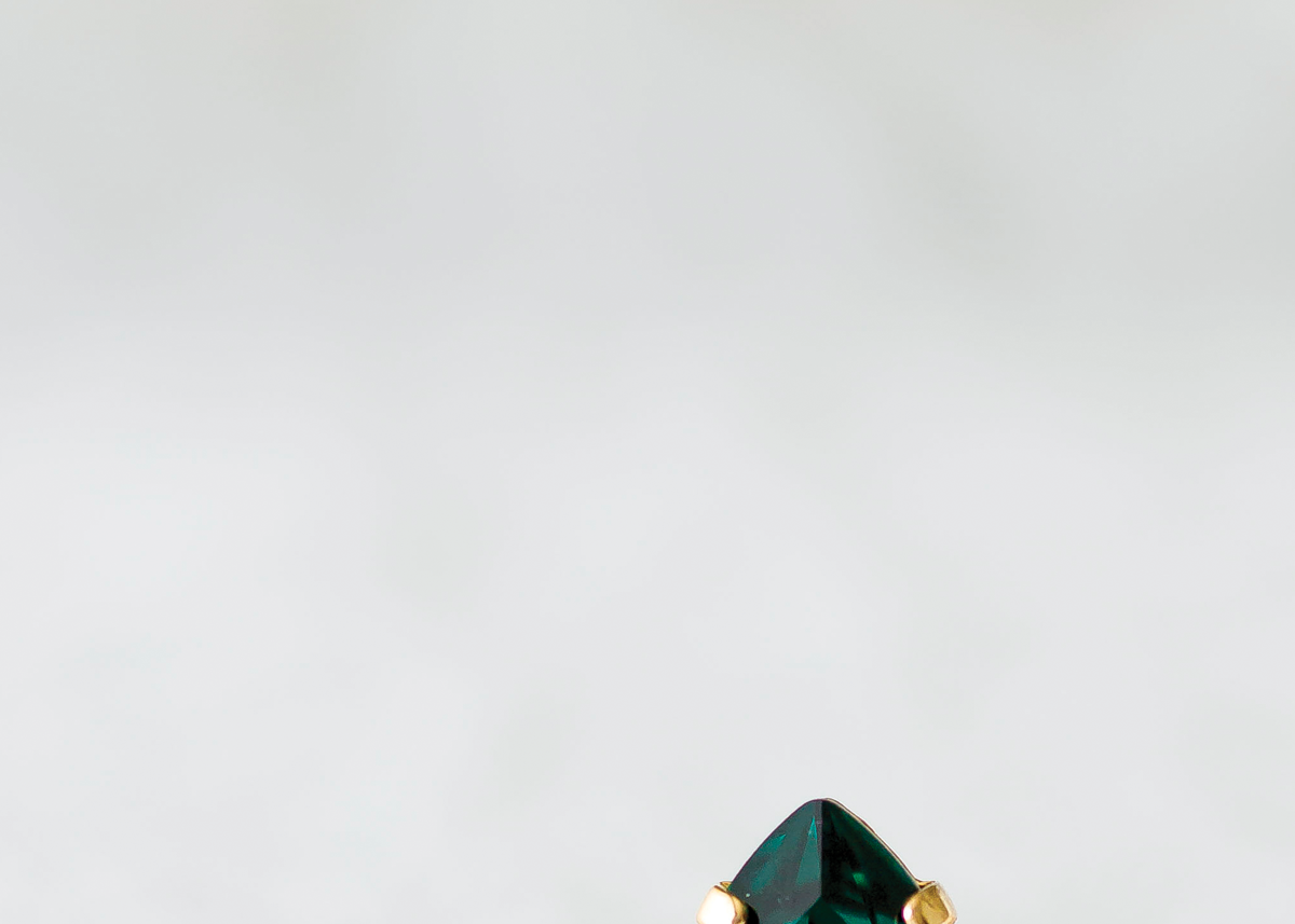 Princess Ring in Emerald, jewelry designed and made by Sarah Gauci in Malta. Emerald Crystal Gold or Rose Gold Plated.
