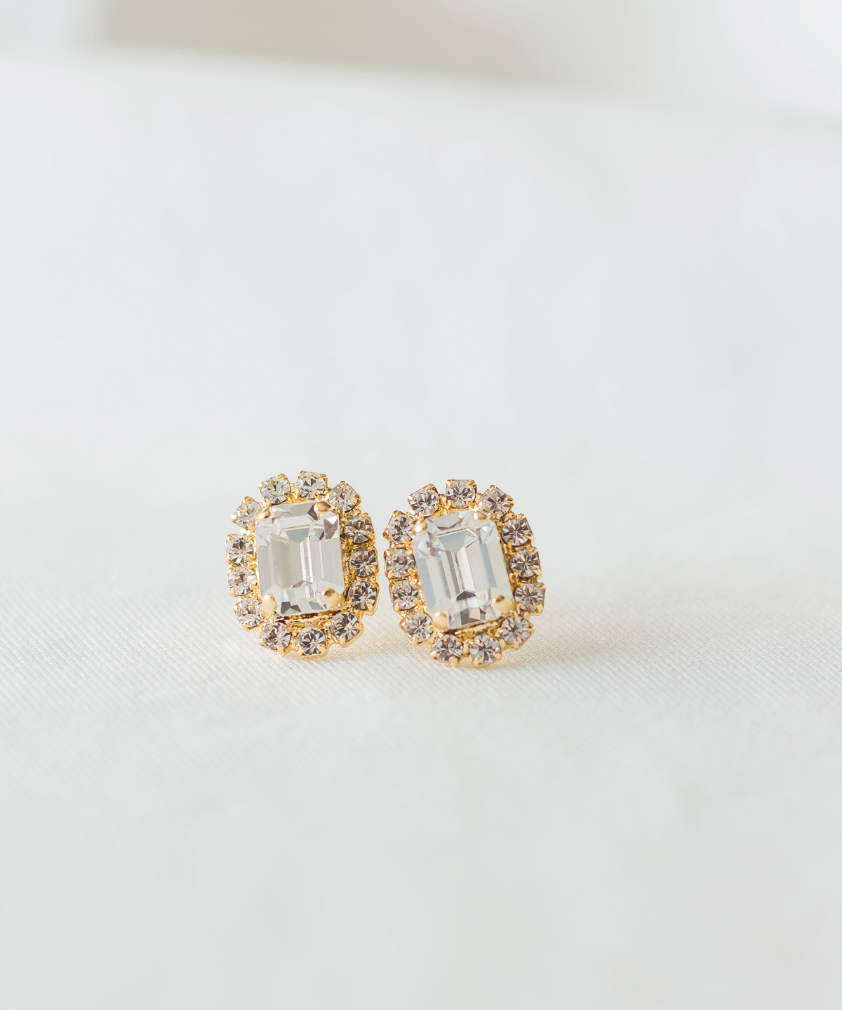 Cambridge Earrings, jewelry designed with Glamour, royalty and elegance in mind by Sarah Gauci in Malta. Crystal. 24K gold plated. 