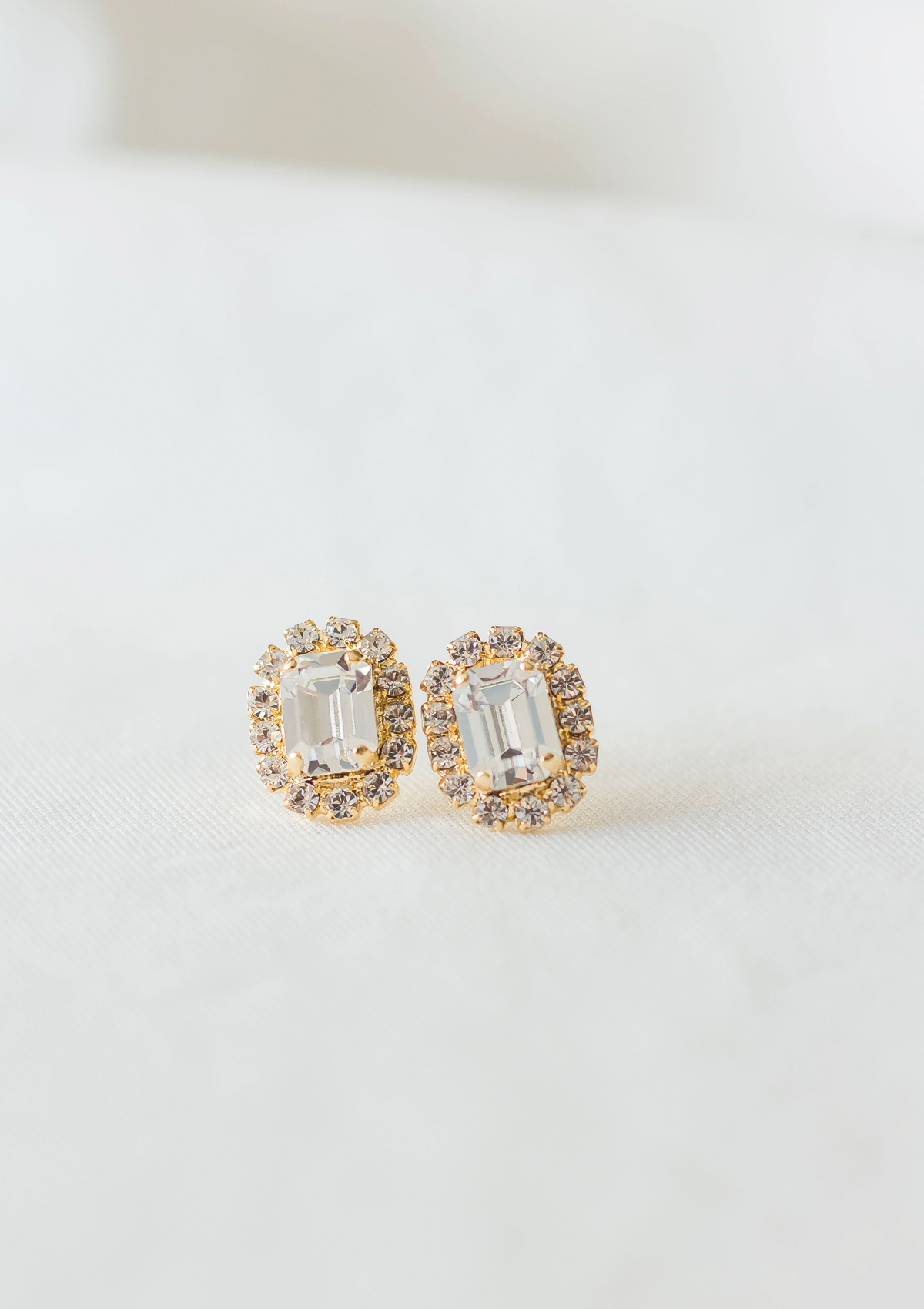 Cambridge Earrings, jewelry designed with Glamour, royalty and elegance in mind by Sarah Gauci in Malta. Crystal. 24K gold plated. 