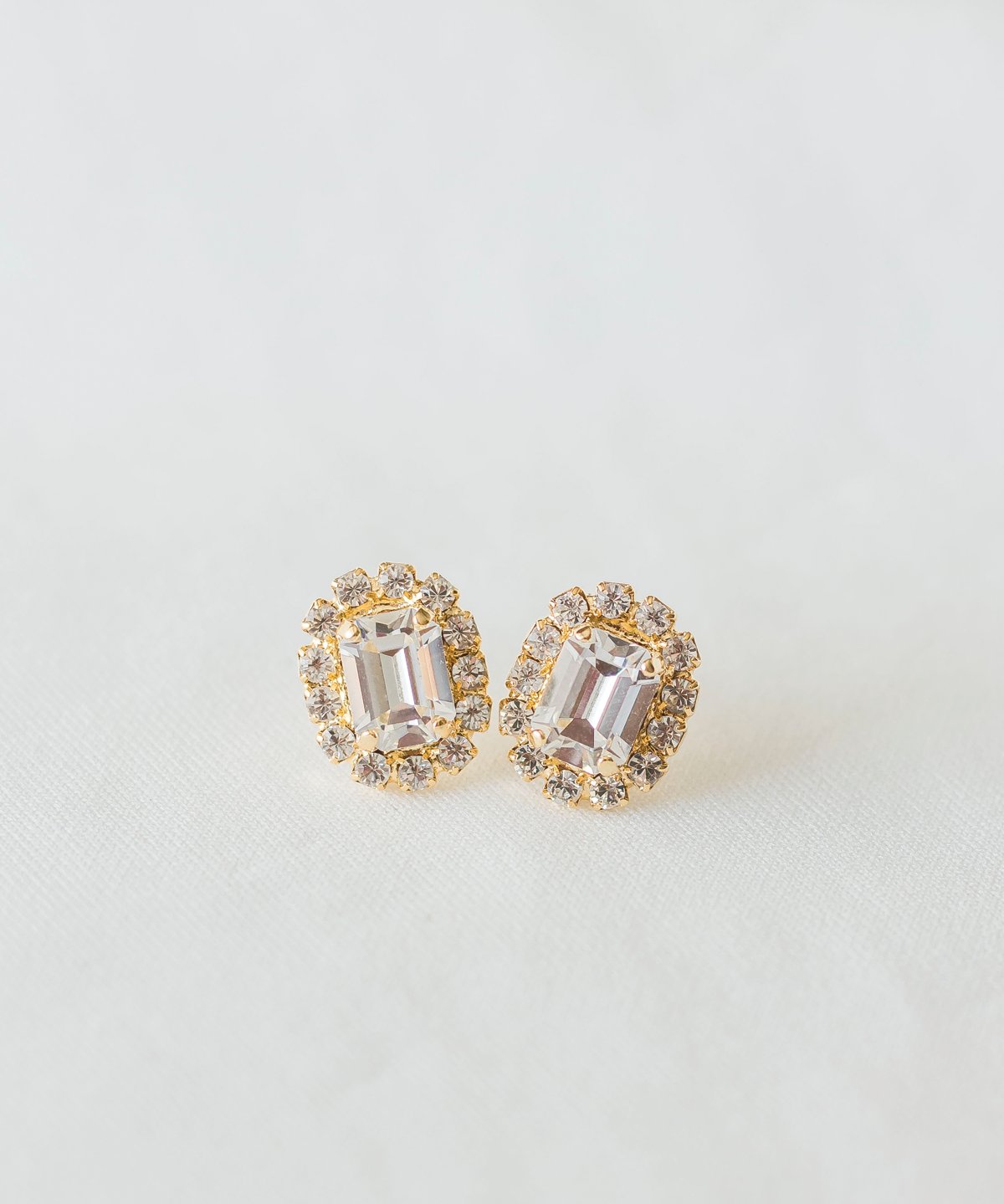 Cambridge Earrings, jewelry designed with Glamour, royalty and elegance in mind by Sarah Gauci in Malta. Crystal. 24K gold plated. 