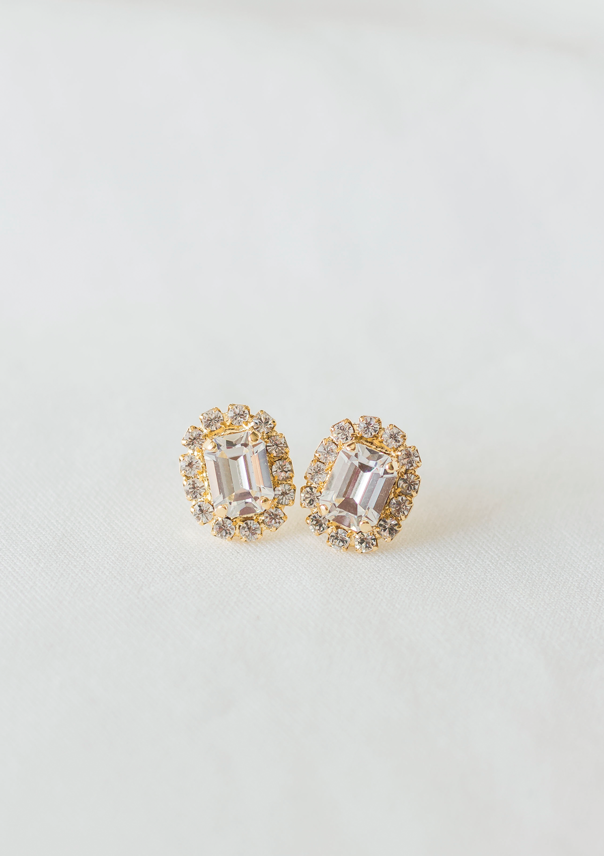Cambridge Earrings, jewelry designed with Glamour, royalty and elegance in mind by Sarah Gauci in Malta. Crystal. 24K gold plated. 