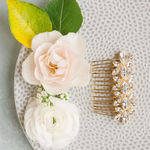Stella Bridal Comb, jewelry designed and made by Sarah Gauci in Malta. 24K Gold Plated.