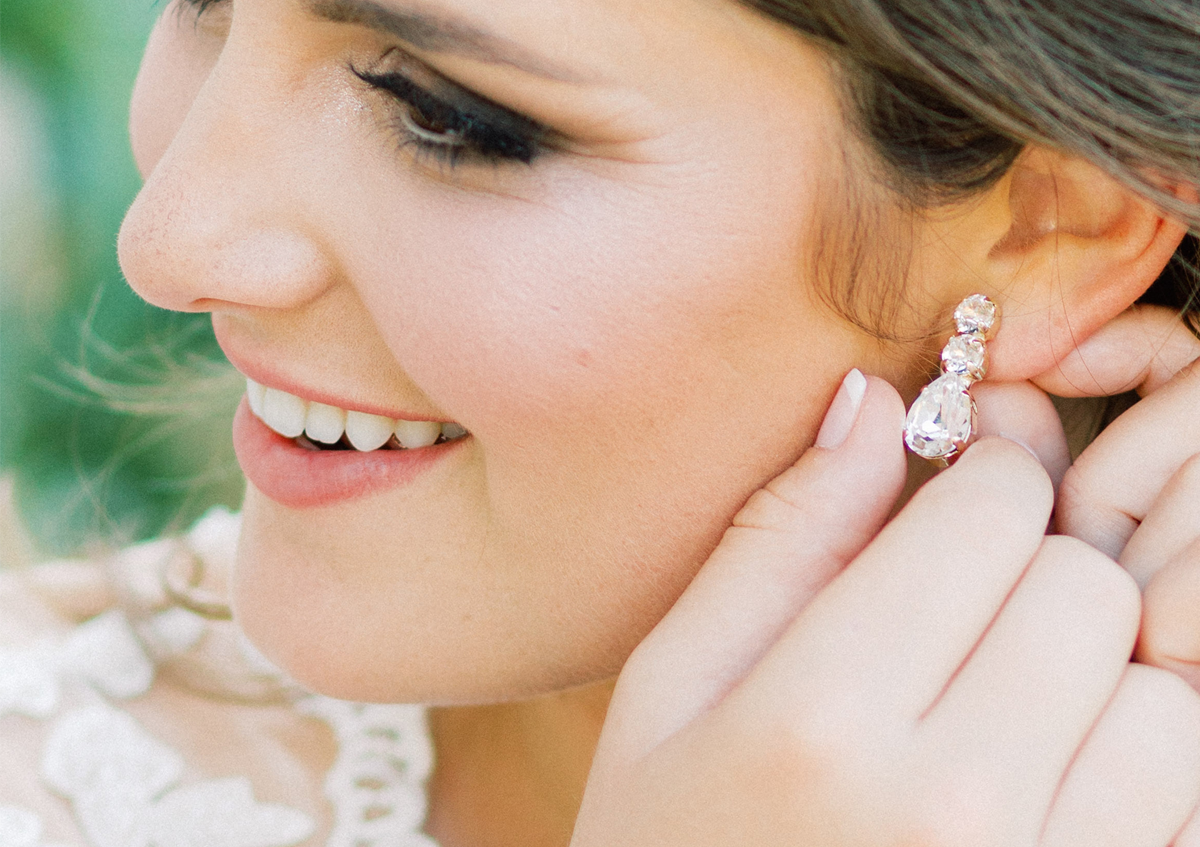 Brianna earrings perfect for the big day or everyday, jewelry designed and made by Sarah Gauci in Malta. 24K gold plated or silver plated.