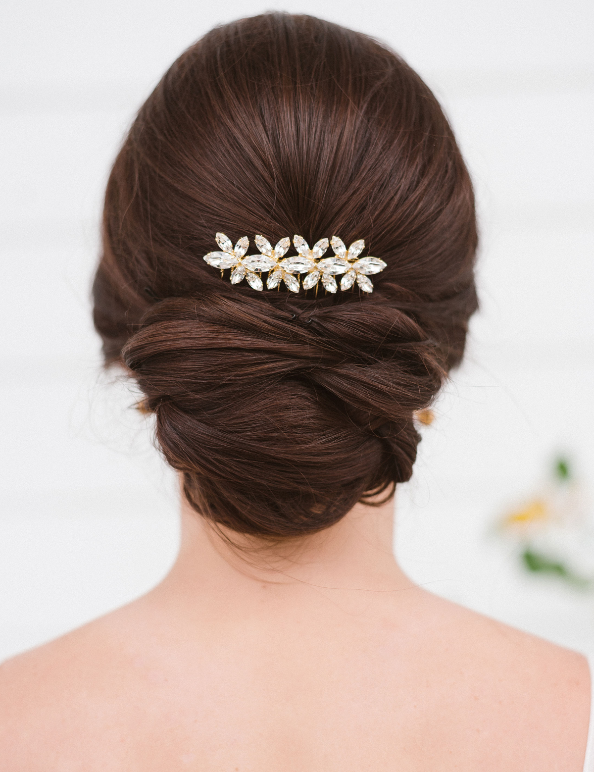 Stella Bridal Comb, jewelry designed and made by Sarah Gauci in Malta. 24K Gold Plated.