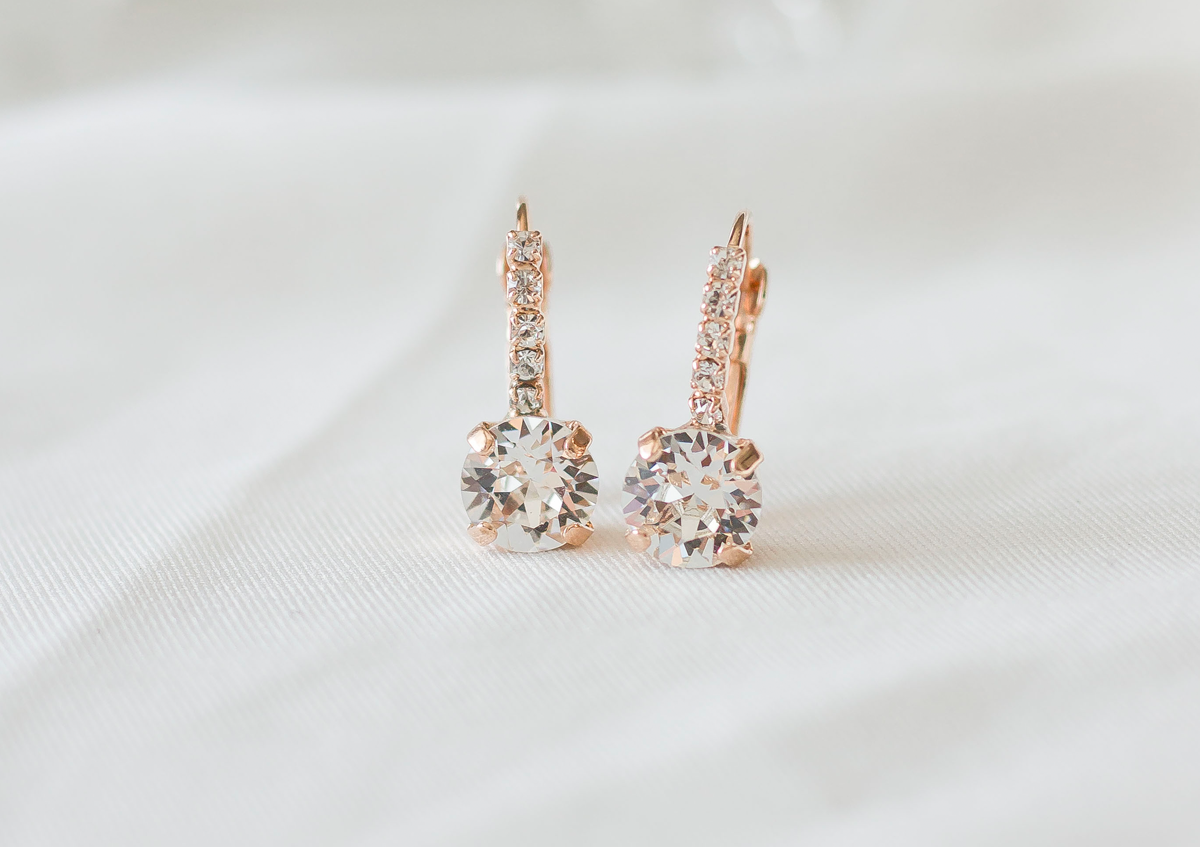 Sparkling Lady Drops, jewelry designed and made by Sarah Gauci in Malta. 16K gold plated, Rose Gold, Gold or Silver plated.