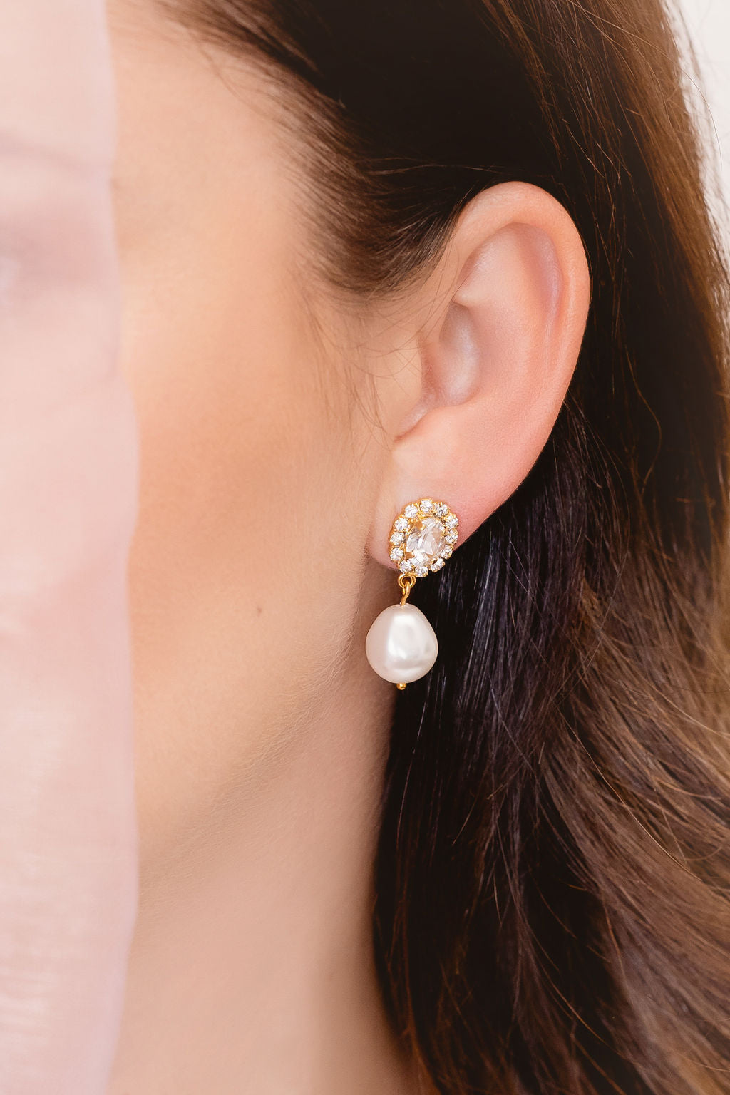 Pearl & Crystal Wedding Earrings by Sarah Gauci