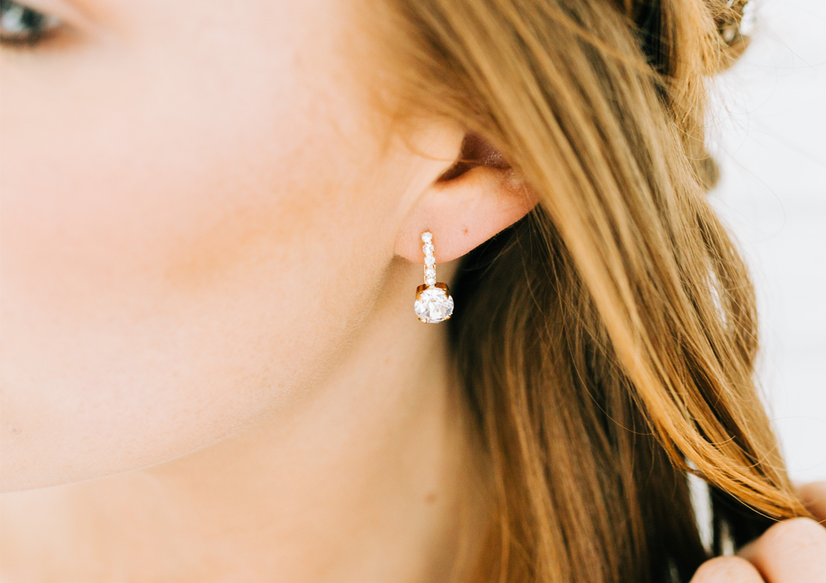Sparkling Lady Drops, jewelry designed and made by Sarah Gauci in Malta. 16K gold plated, Rose Gold, Gold or Silver plated.