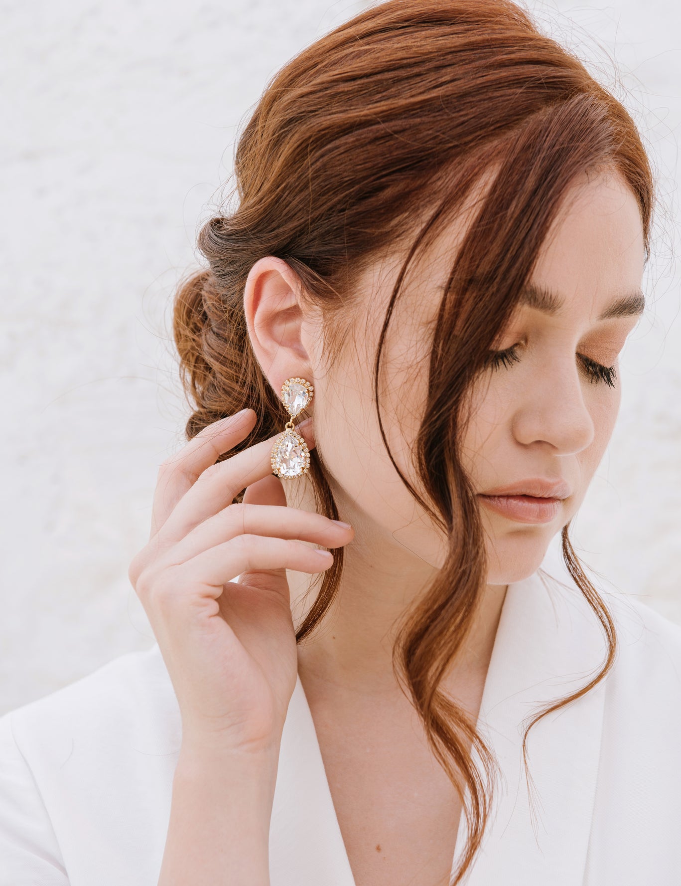 Teardrop Gold Statement Bridal Earrings Malta Sarah Gauci