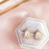 Sparkling Cinderella Earrings, jewelry designed and made by Sarah Gauci in Malta. 18K Gold Plated.