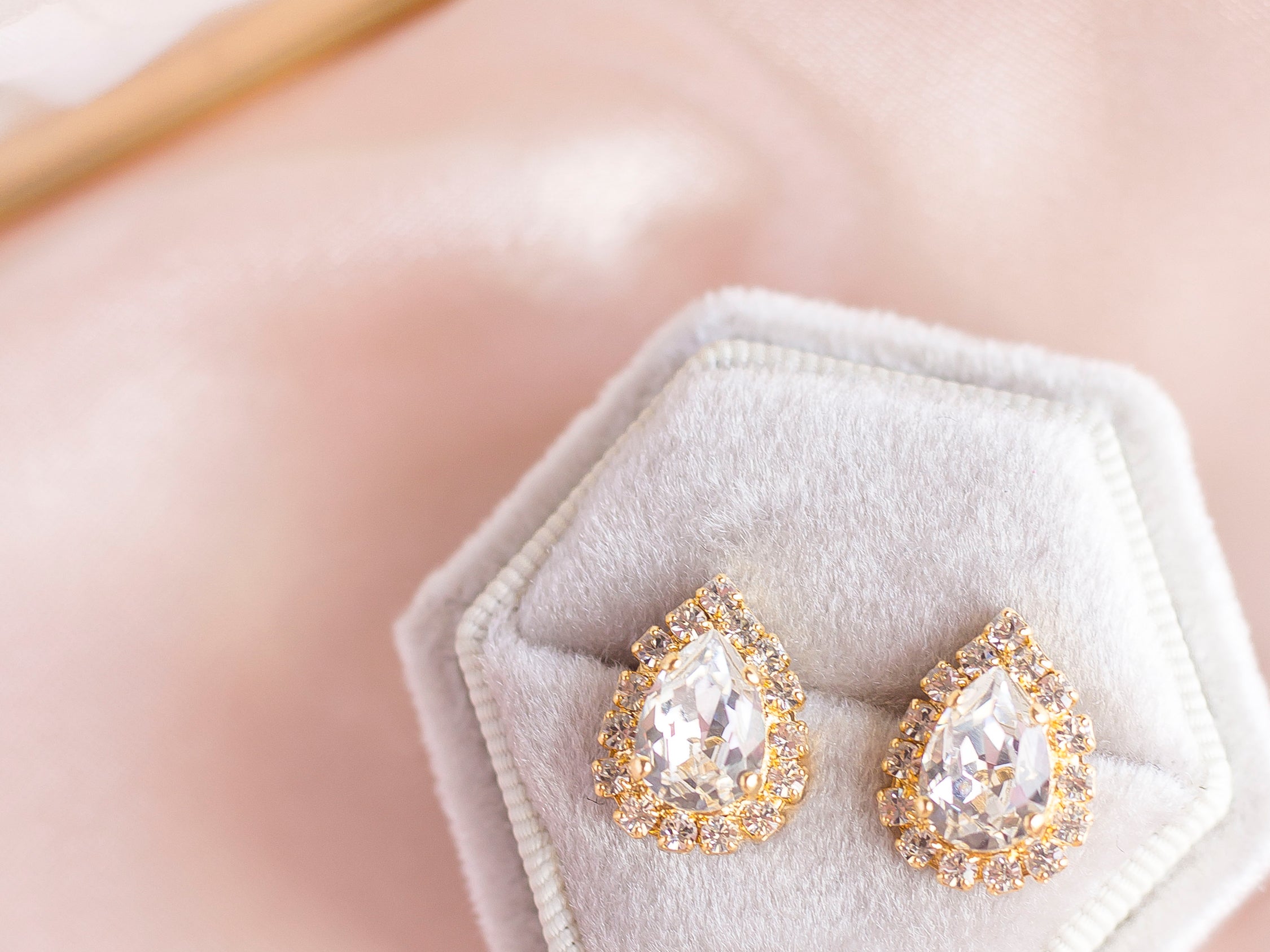 Sparkling Cinderella Earrings, jewelry designed and made by Sarah Gauci in Malta. 18K Gold Plated.