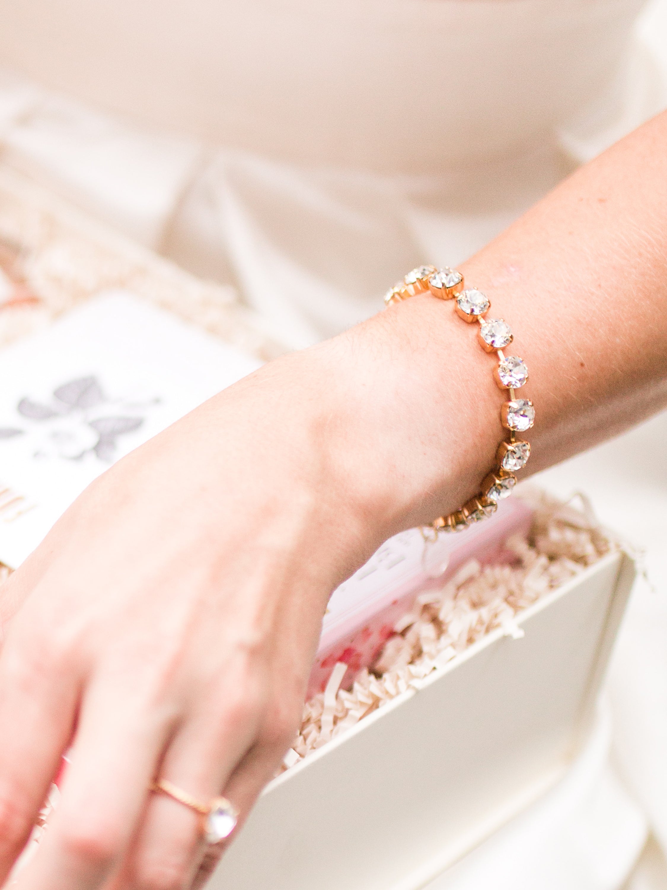  Sparkling Stars Bracelet, jewelry designed and made by Sarah Gauci in Malta. 8mm Crystals. 16K gold plated, Rose Gold or silver plated.