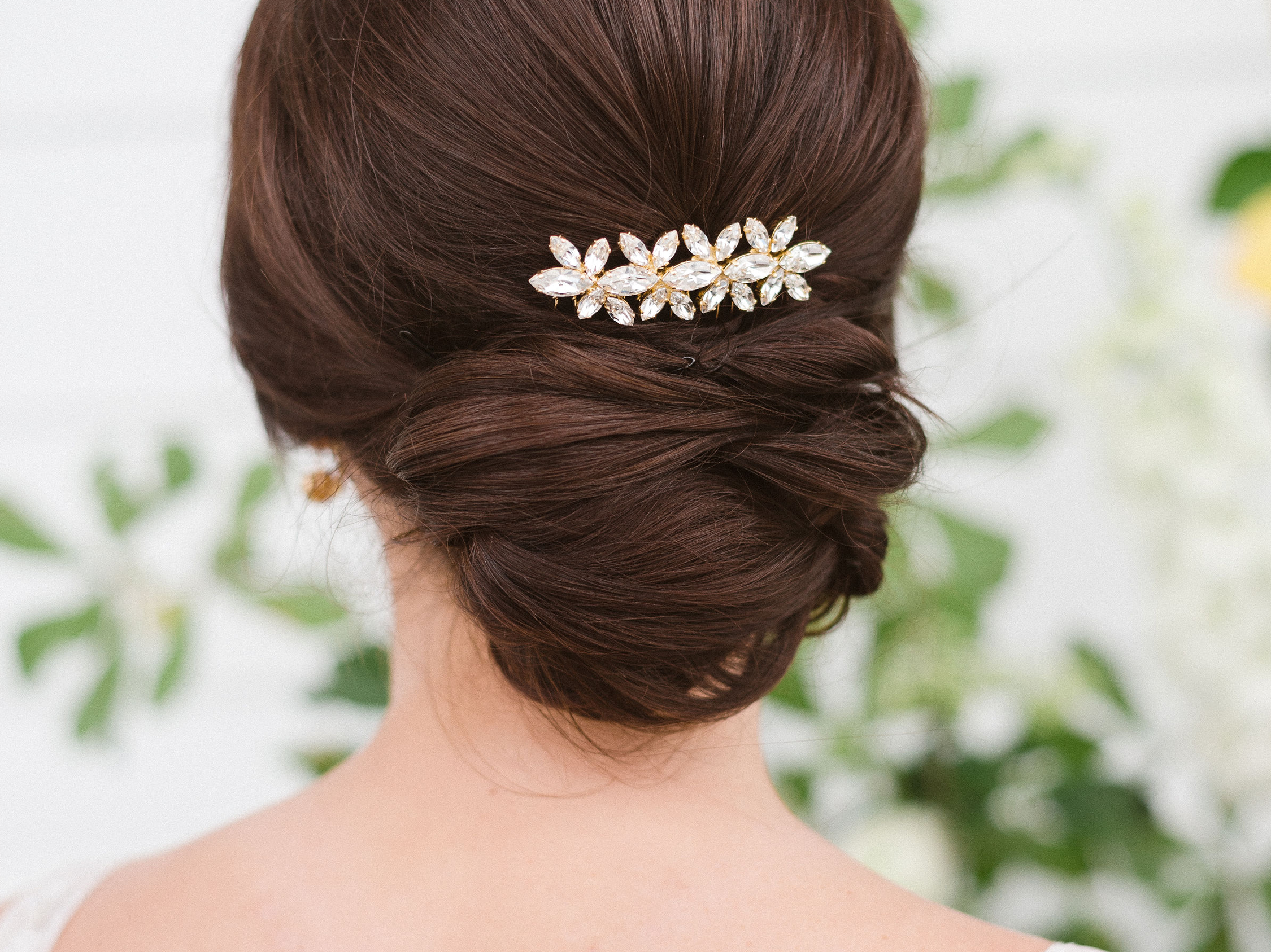 Stella Bridal Comb, jewelry designed and made by Sarah Gauci in Malta. 24K Gold Plated.