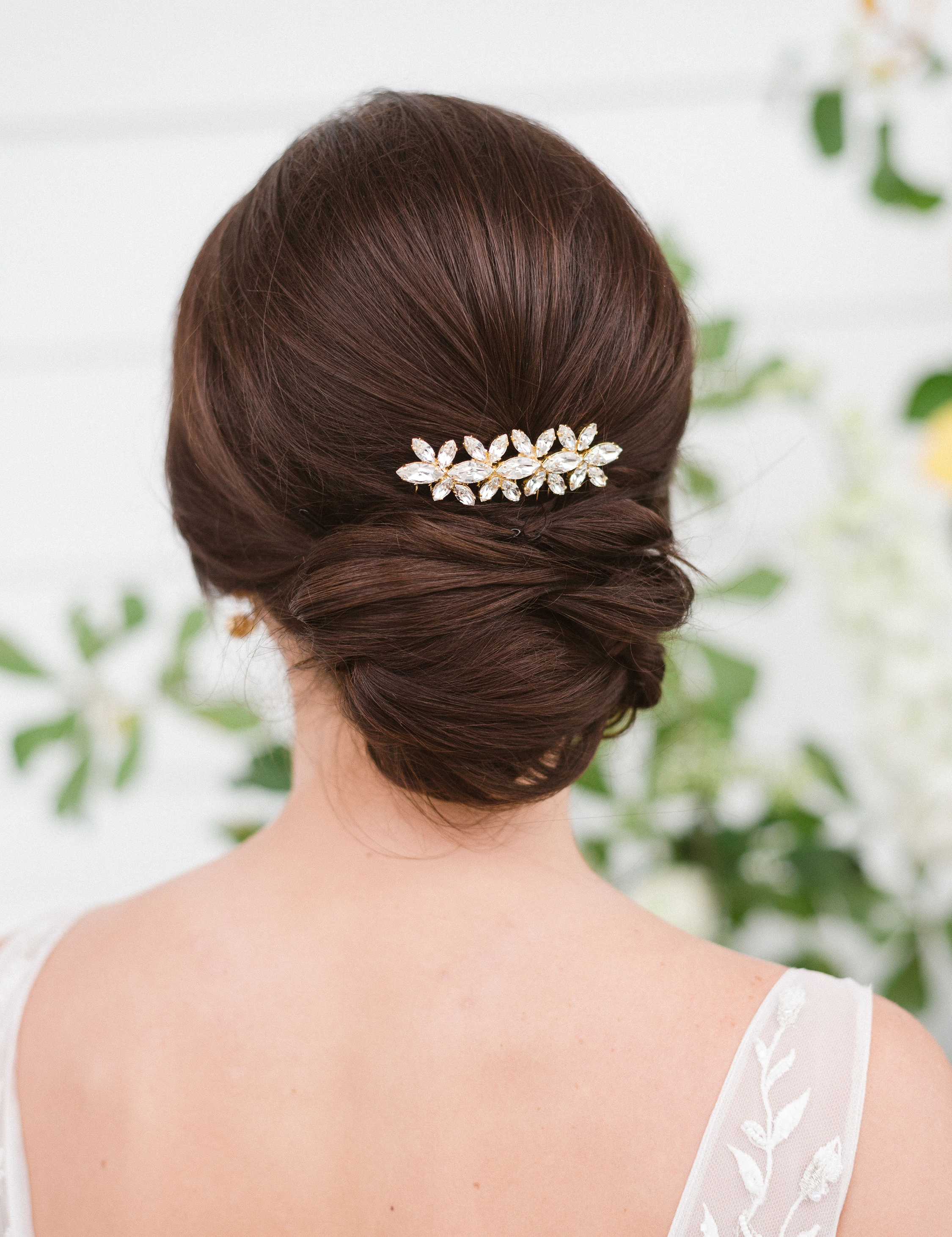 Stella Bridal Comb, jewelry designed and made by Sarah Gauci in Malta. 24K Gold Plated.